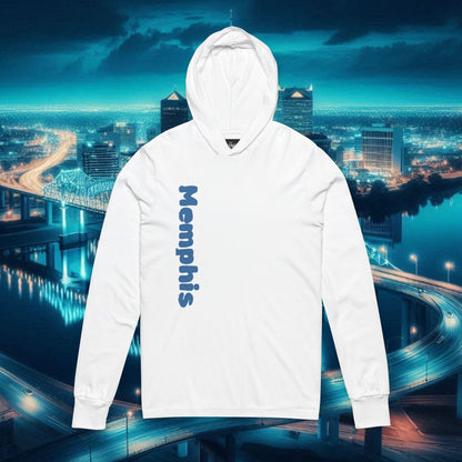 Memphis Vibes Unisex Hooded Long Sleeve Tee, Casual Streetwear, Graphic Hoodie, Perfect for Music Lovers, Summer Festivals, Gift Idea