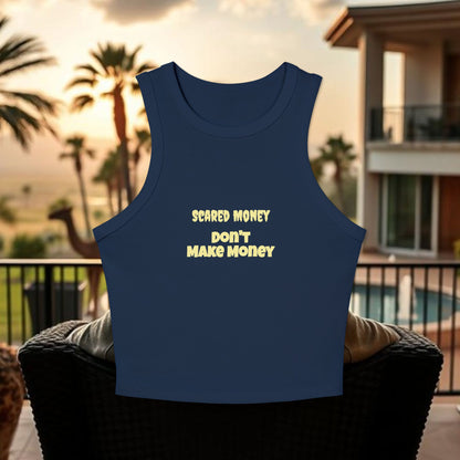 Scared Money Racer Tank Top for Women, Trendy Crop Top, Summer Fashion, Casual Wear, Gift for Entrepreneurs, Beach Outfit