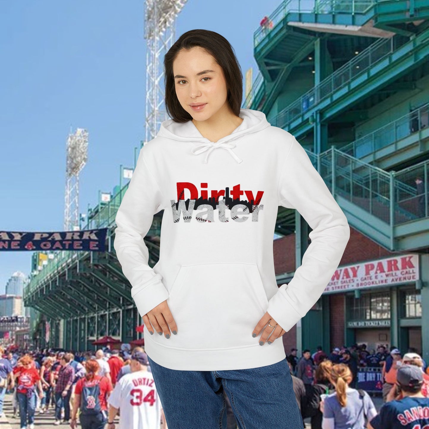 Dirty Water Unisex Fleece Hoodie with Boston Dirty Water Design, Cozy Casual Wear, Gift for Baseball Fans