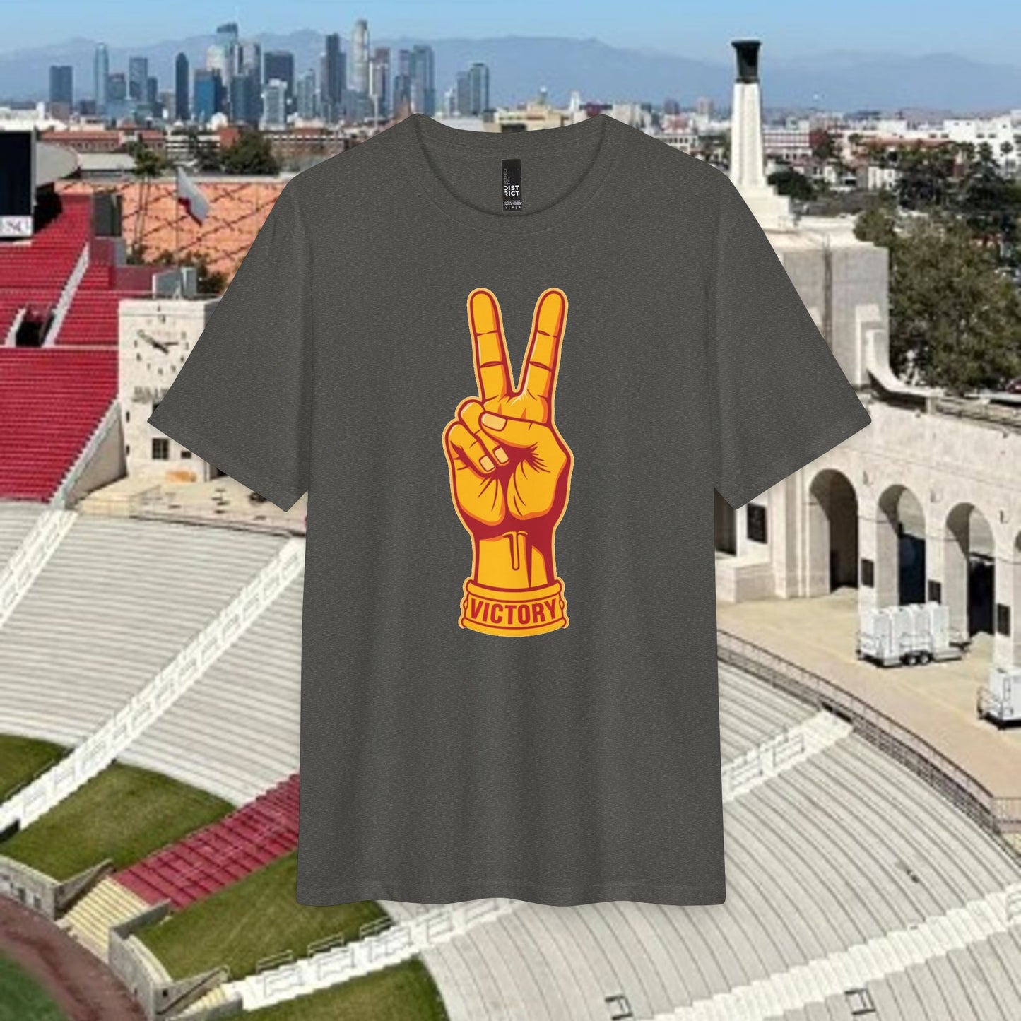Victory Sign T‑Shirt — Retro Orange & Yellow Graphic Tee