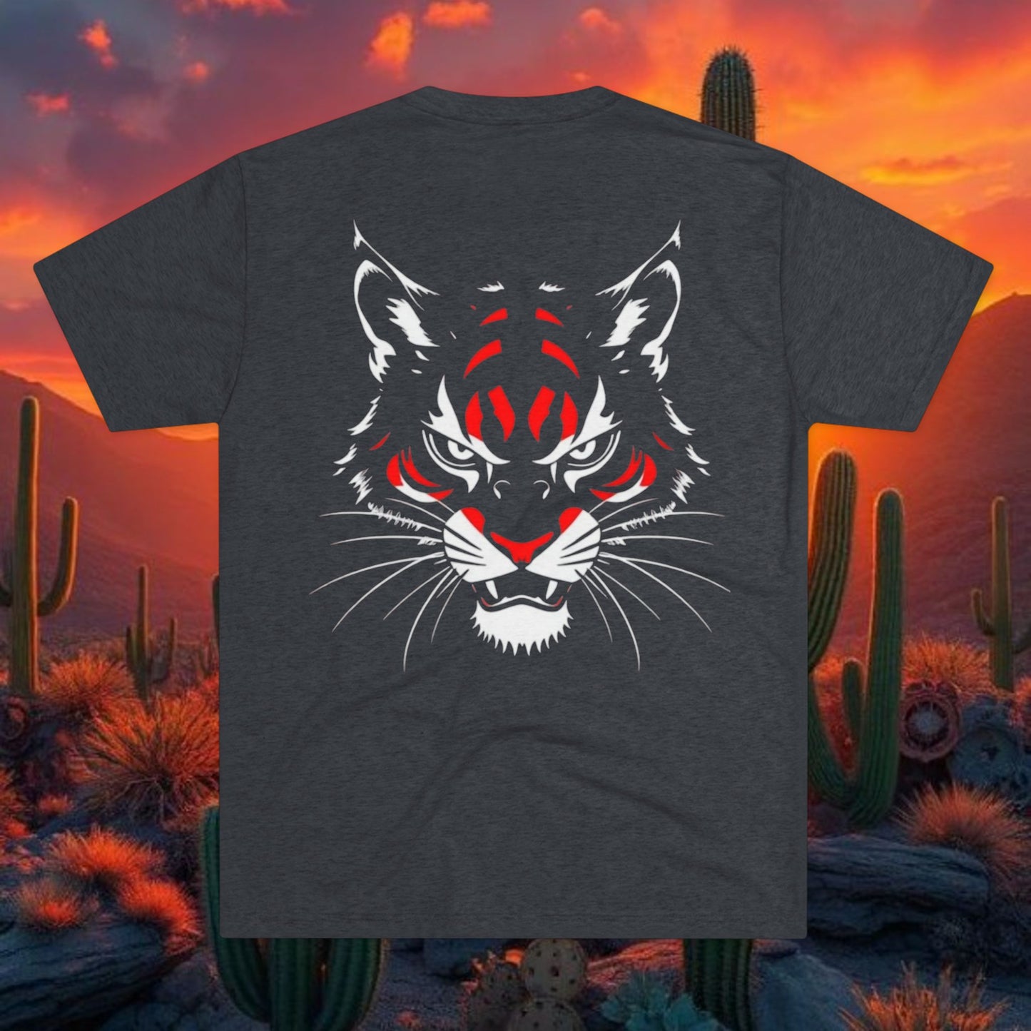 Wildcat Silhouette Graphic Tee — Vertical “520” Desert Crew Shirt, Tri-Blend
