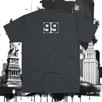 Baseball Stars 99 Batter Tee — Athletic Player Silhouette T-Shirt with '99' Back Number, Tri-Blend