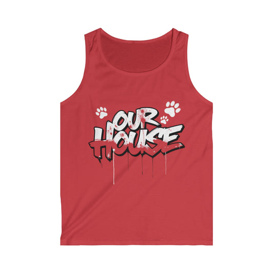 Tank Top - "Our House" Graffiti Paw Print Tank for Basketball Fans, Perfect for Gameday