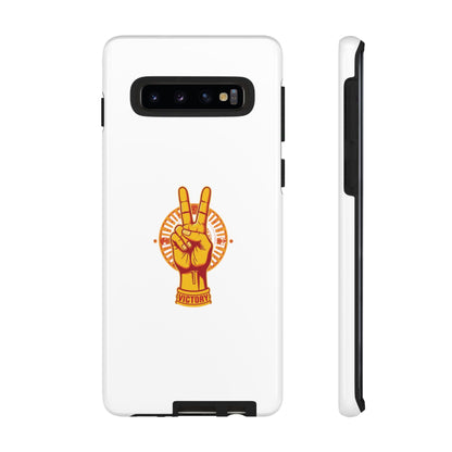 Victory Themed Stylish Phone Case - Tough Cases with Peace Sign Design, Customizable Phone Covers, Gift for Tojan Fans, Trendy Accessories