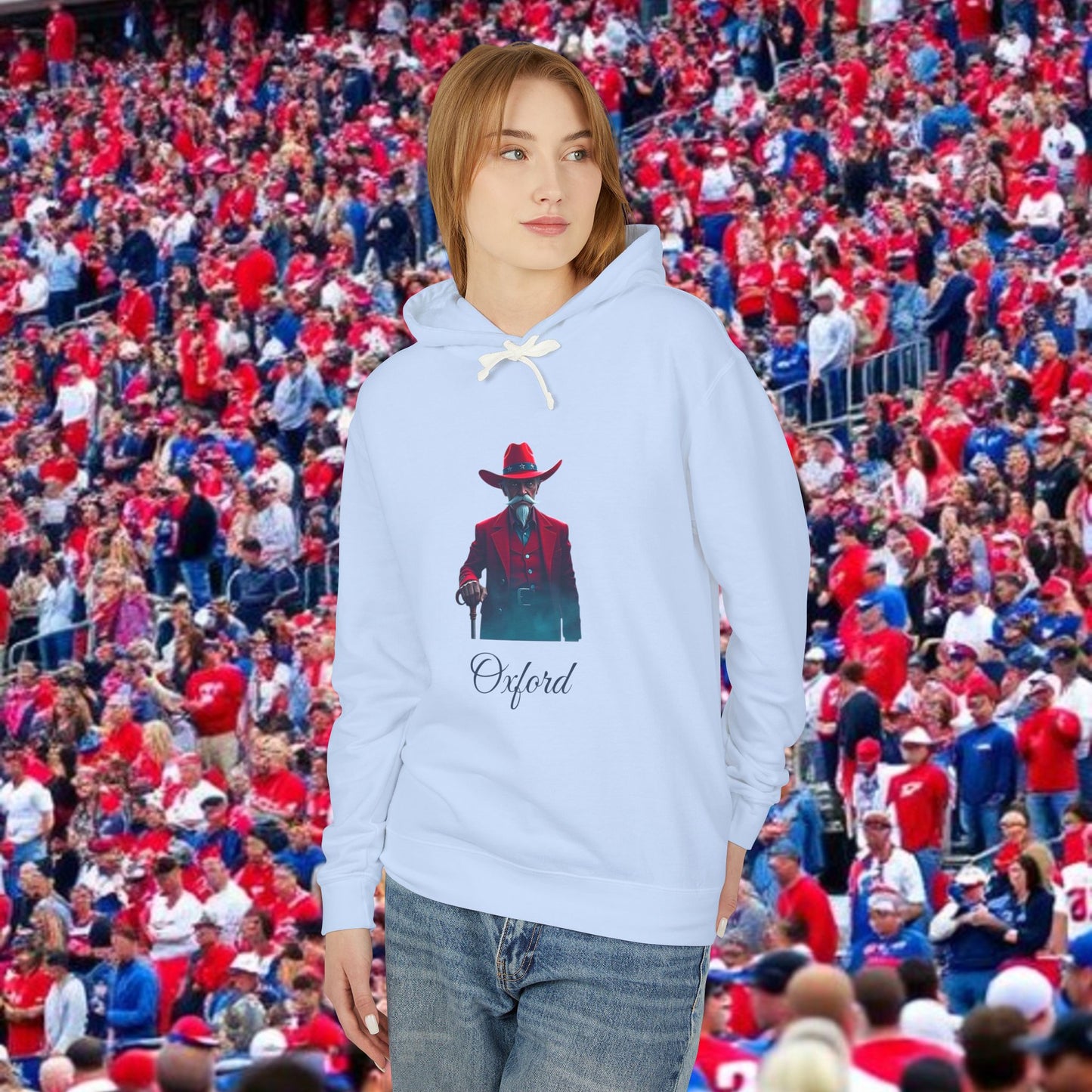Oxford Lightweight Hoodie, Unisex Casual Wear, Perfect for Game Days, Gift for Sports Fans, Western Style Sweatshirt