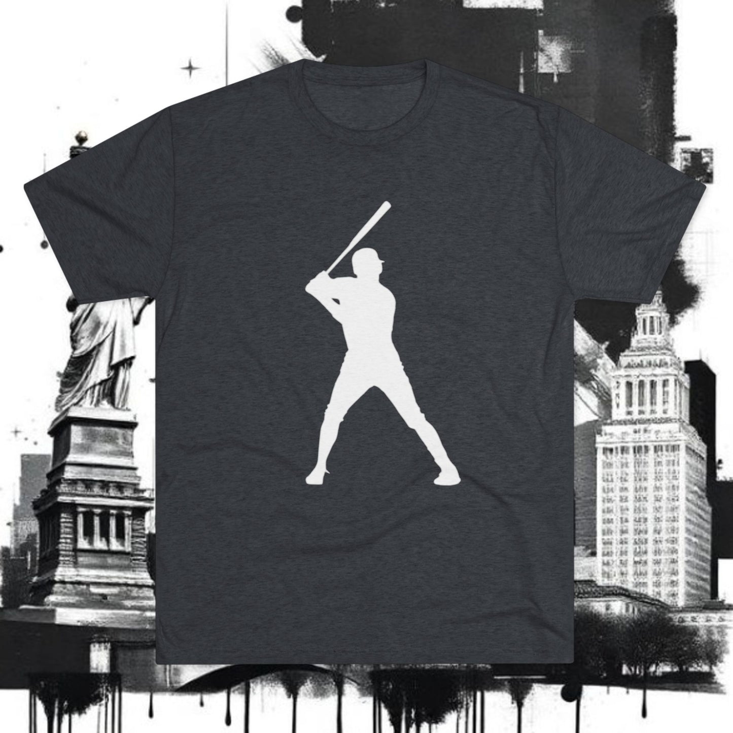 Baseball Stars 99 Batter Tee — Athletic Player Silhouette T-Shirt with '99' Back Number, Tri-Blend