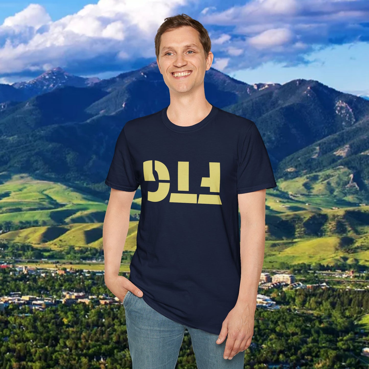 Upside Down FTG Unisex Softstyle T-Shirt - Trendy Fashion Tee, Everyday Comfort, Gift for Bobcat Fans, Gameday Wear, Relaxed Style