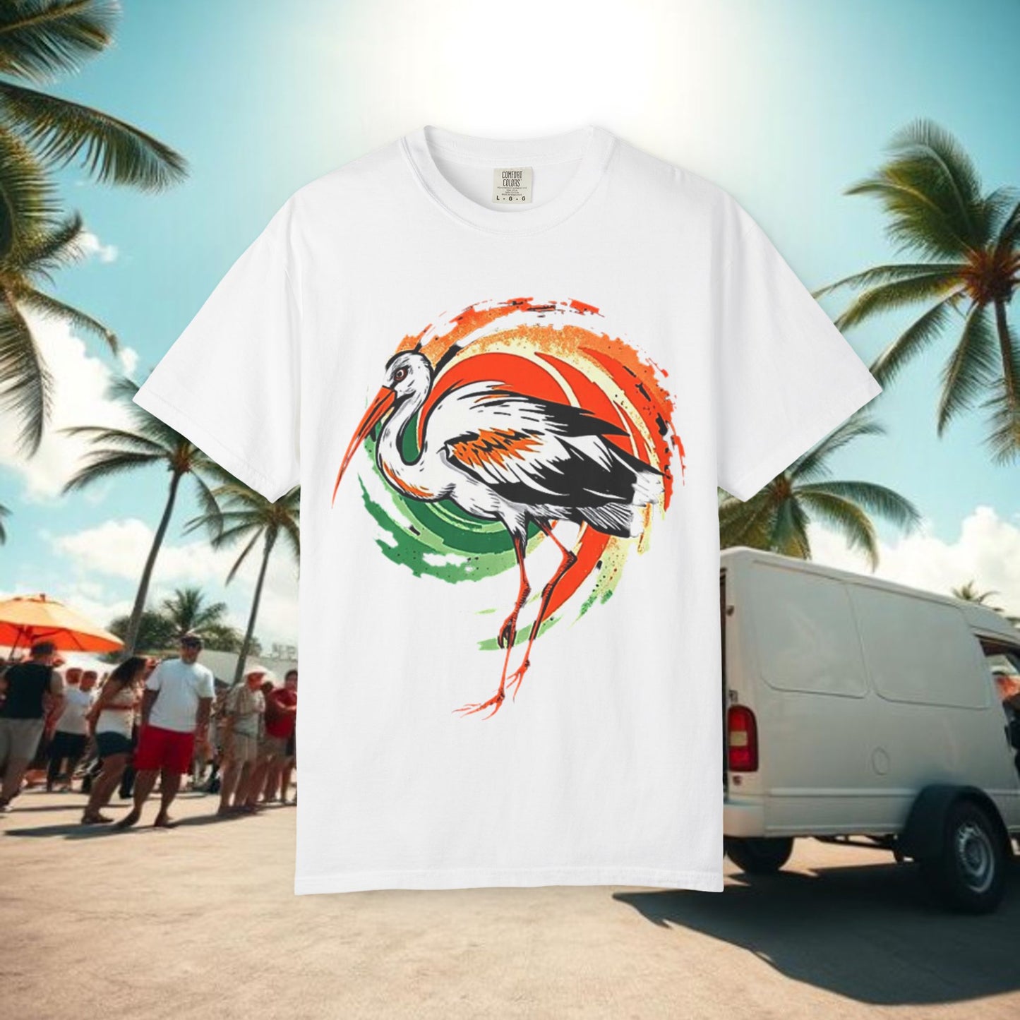 Ibis Artistic Graphic Design Tee, Unisex Garment-Dyed T-shirt, Perfect for Gameday or Beach, Sports Fan Shirt
