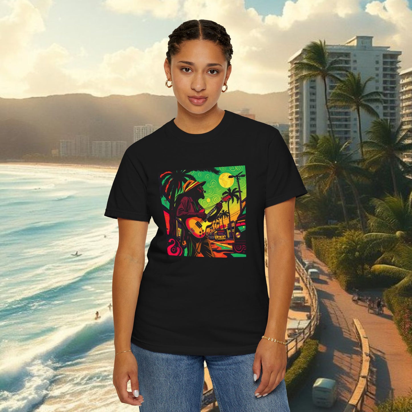 Vibrant Beach Vibes Unisex T-Shirt - Music & Paradise Design