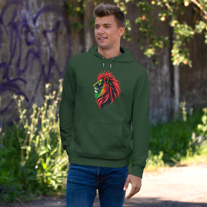 Vibrant Lion King Hoodie, Warm and stylish with Artistic and Vibrant Lion Graphic.