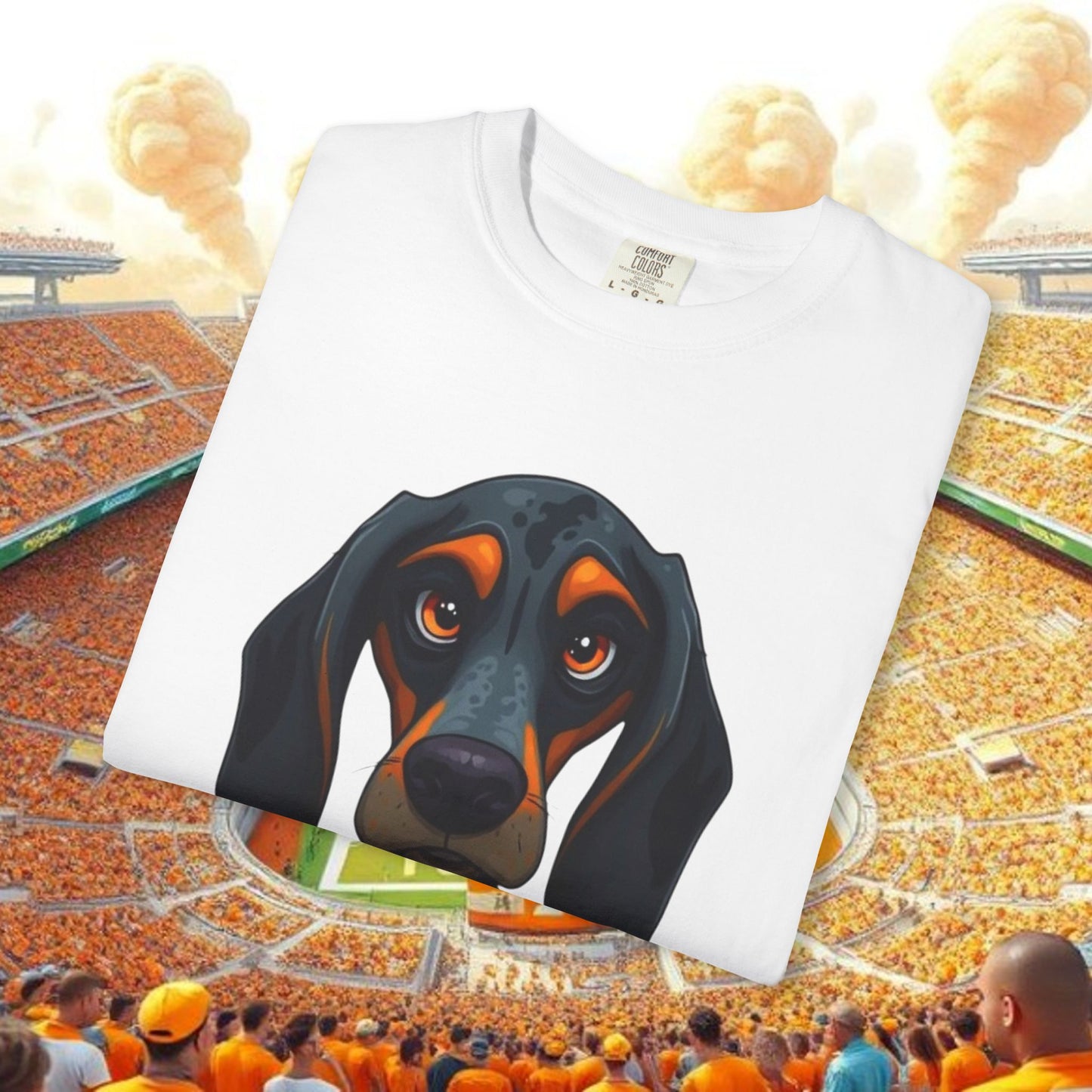 Garment-Dyed Dog Portrait T-Shirt, Sports Fans, Gameday Gift, Casual Wear, Unisex Tee, Perfect for Tailgates