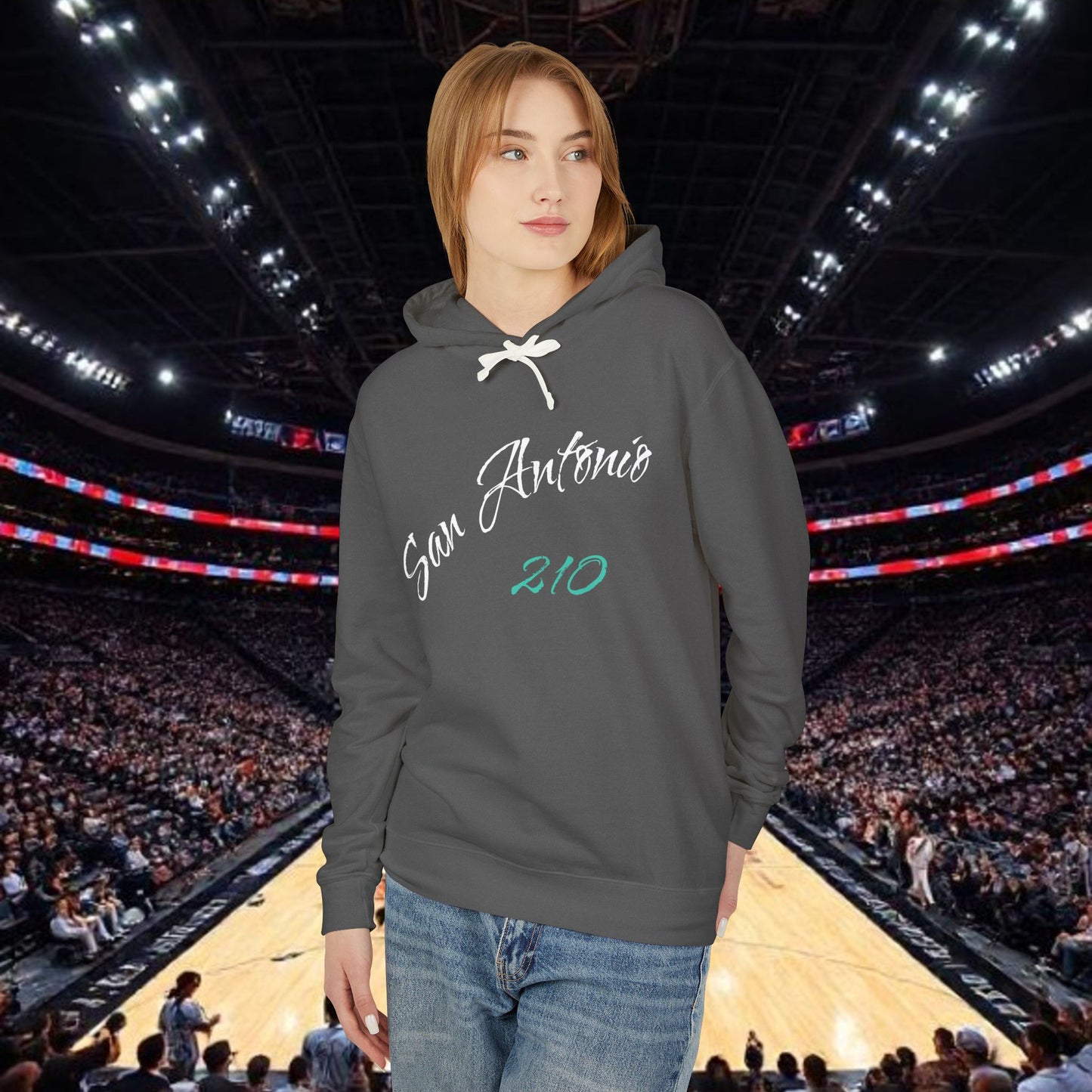 San Antonio 210 Hoodie — Lightweight City Script Pullover, Comfortable Hoodie for Basketball Fans and San Antonio Residents