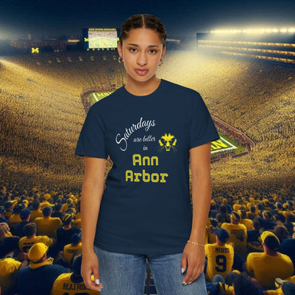 Ann Arbor Saturdays T-Shirt, Unisex Football Tee, Michigan Pride Shirt, College Game Day Apparel, Sports Fan Gift