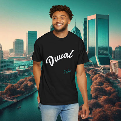 Duval Script T‑Shirt — Jacksonville Retro City Tee, Perfect for Gameday or Everyday Use. Soft style T-Shirt.