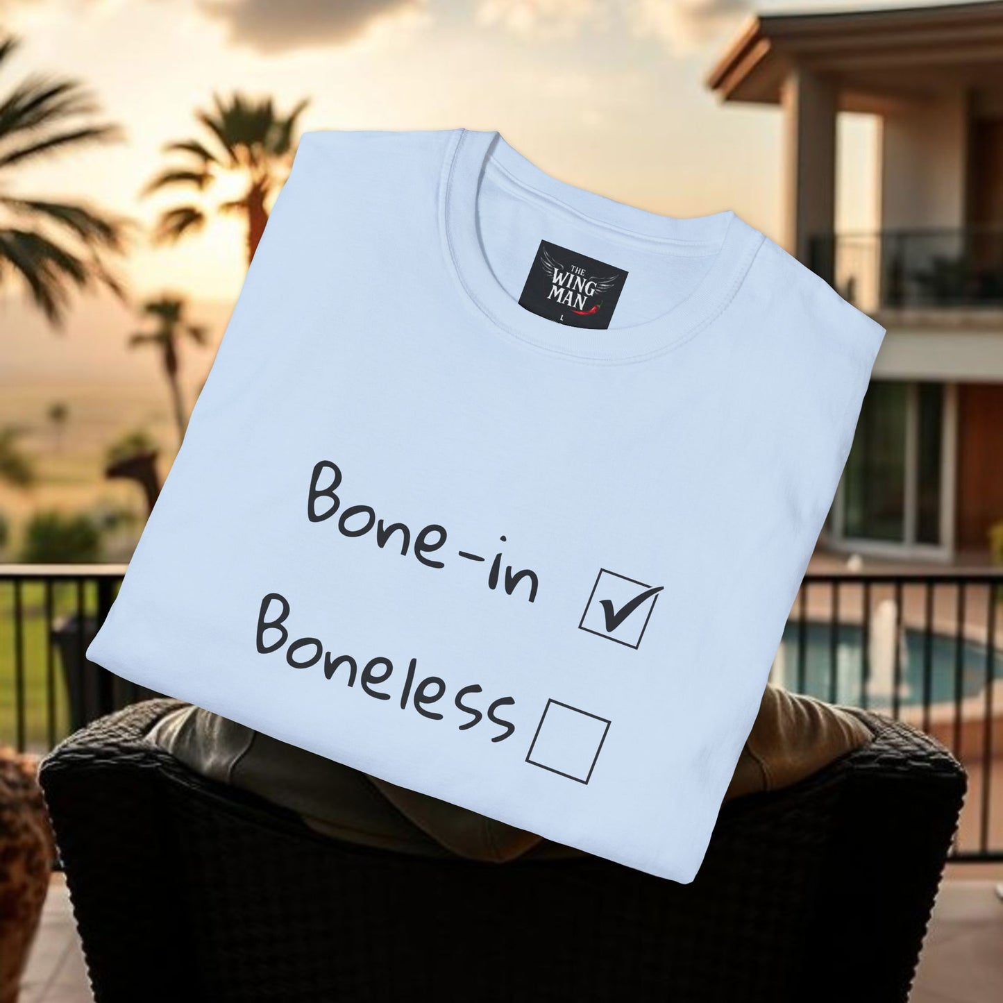 Humorous Foodie T-Shirt, Casual Wear for Food Lovers, Gift for Chefs, Bone-in vs Boneless Design, Fun Graphic Tee