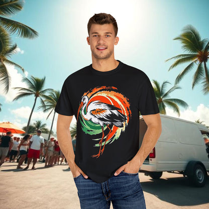 Ibis Artistic Graphic Design Tee, Unisex Garment-Dyed T-shirt, Perfect for Gameday or Beach, Sports Fan Shirt