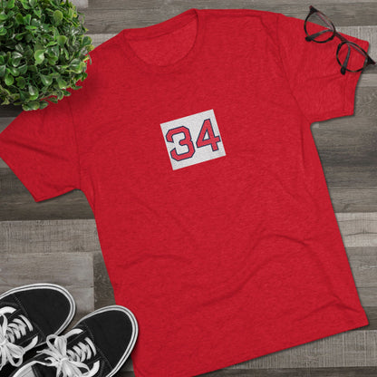 Legends Dirty Water 34 Tee — Vintage Sport Jersey Number T-Shirt, Soft-Style Tri-Blend