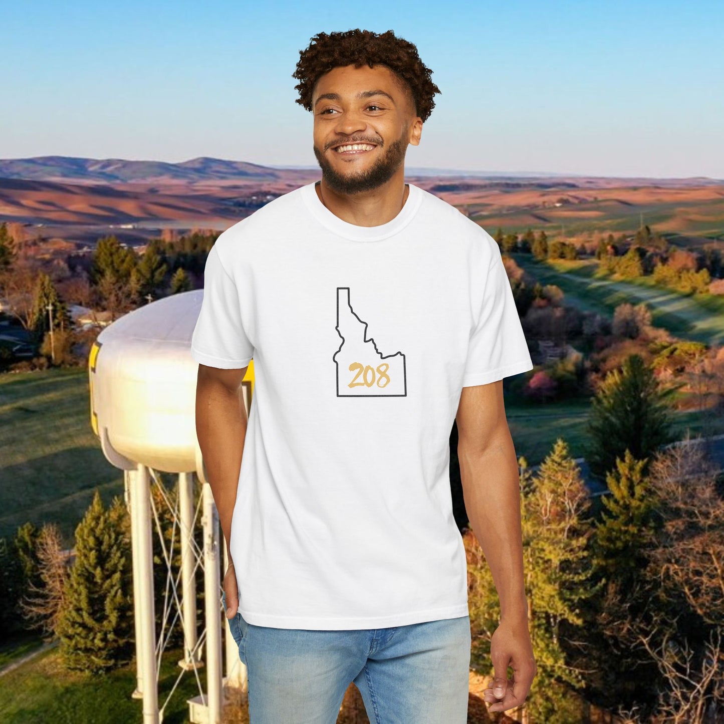 Idaho 208 Unisex Garment-Dyed T-Shirt, Casual Tees, State Pride Apparel, Gift for Idahoans, Gameday Fashion