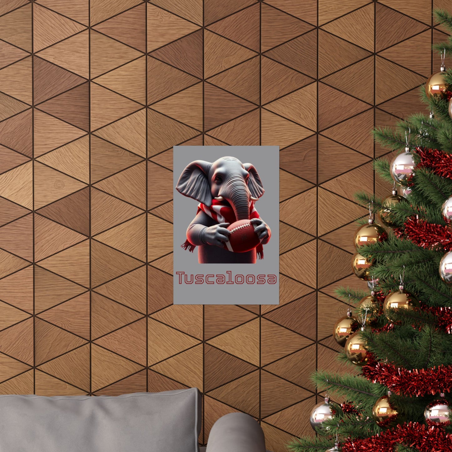 Tuscaloosa Elephant Football Poster, Matte Wall Art, Home Décor, Gift for Sports Fans, Kids Room Decoration, Alabama Pride