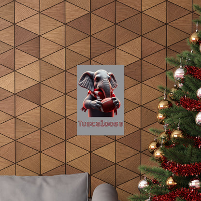 Tuscaloosa Elephant Football Poster, Matte Wall Art, Home Décor, Gift for Sports Fans, Kids Room Decoration, Alabama Pride