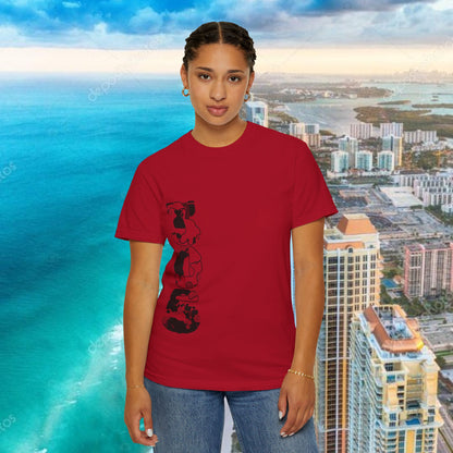 Miami Beach Graphic T-Shirt — Orange Garment-Dyed Tee with Green Vertical Palm Design