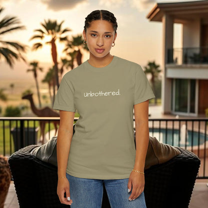 Unbothered Garment-Dyed T-Shirt, Relaxed Fit Tee, Casual Everyday Wear, Gift for Friends, Relaxation Apparel, Trendy Summer Top
