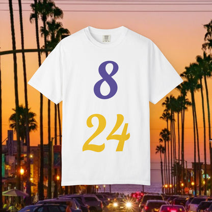 Legend Tribute Unisex Garment-Dyed T-Shirt with '8 & 24' and 'Bean' Text - Casual Wear, Gift for Friends