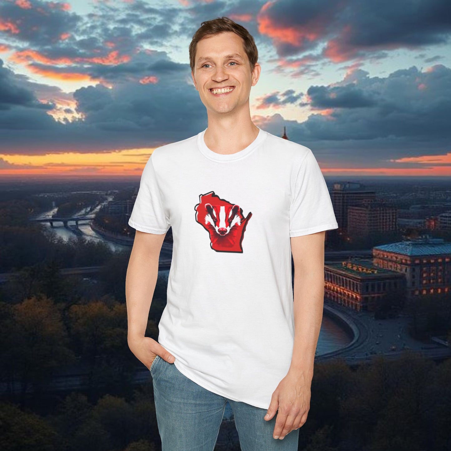 Wisconsin Softstyle T-Shirt, Unisex Tee, College Apparel, Game Day Shirt, Casual Wear, Gift for Fans
