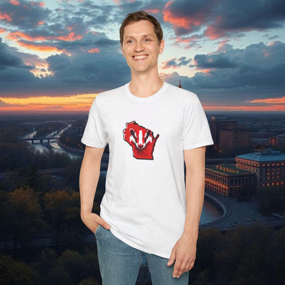 Wisconsin Softstyle T-Shirt, Unisex Tee, College Apparel, Game Day Shirt, Casual Wear, Gift for Fans