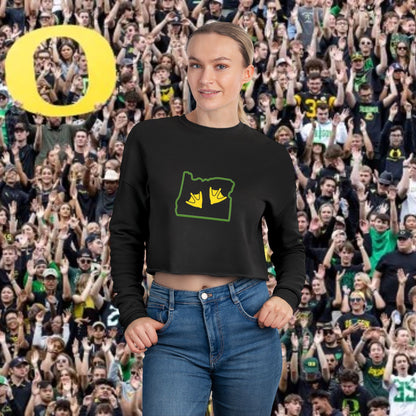 Duck Foot Print Women's Cropped Sweatshirt, Cute Casual Top, Cropped Sweatshirt, Gifts for Sports Fans, Cozy Fall Apparel