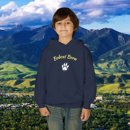 Bobcat Born Youth Hoodie, Cozy Sweatshirt for Kids, Great for School, Outdoor Adventures, Gifts, Sports Events