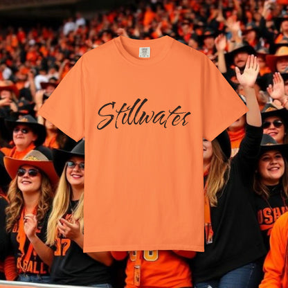 Stillwater Script T‑Shirt — Casual City Pride Tee, Soft-Style Shirt, Perfect for Gameday