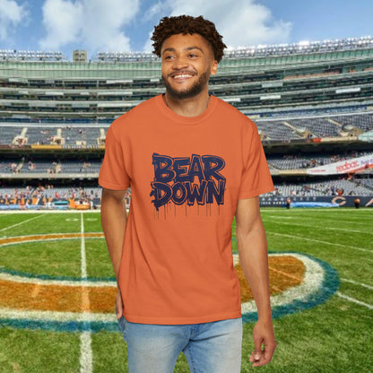 Vibrant Bear Down Unisex T-Shirt | Trendy Graphic Tee, Casual Wear, Gift for Sports Fans, Summer Style.