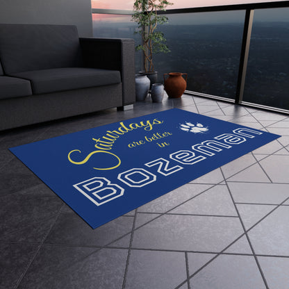 Outdoor Rug — "Saturdays are better in Bozeman" Paw Print Doormat
