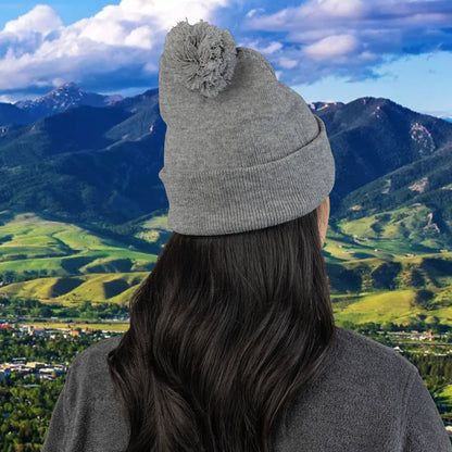 Bobcat Paw Print Pom-Pom Knit Cap, Warm Winter Beanie, Cat Fan Gift, Cozy Fashion Accessory, Great for Cold Games