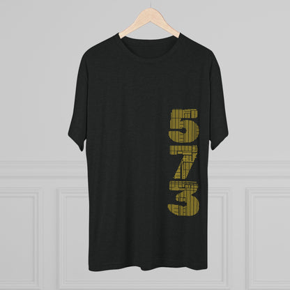 Tigers 573 Tee — Vertical 573 & Tiger Head State Shirt, Tri-Blend, Soft-Style T-Shirt, Perfect for Gameday