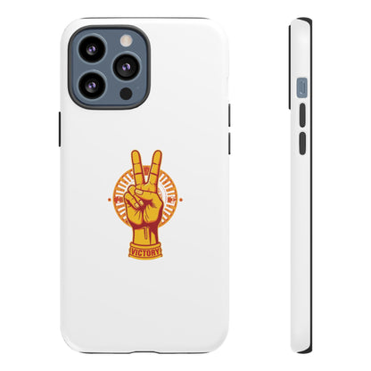 Victory Themed Stylish Phone Case - Tough Cases with Peace Sign Design, Customizable Phone Covers, Gift for Tojan Fans, Trendy Accessories