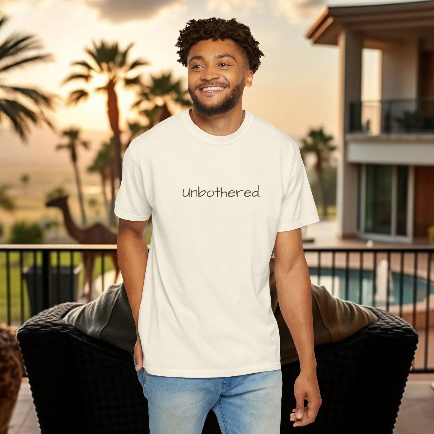 Unbothered Garment-Dyed T-Shirt, Relaxed Fit Tee, Casual Everyday Wear, Gift for Friends, Relaxation Apparel, Trendy Summer Top