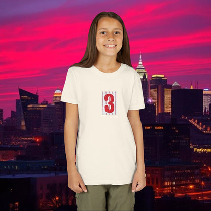 Baseball Stars Youth Short Sleeve Tee with Number 3, Kids Casual Wear, Birthday Gift, Sports Day, School Activities, Team Spirit