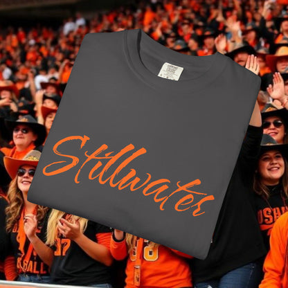 Stillwater Script T‑Shirt — Casual City Pride Tee, Soft-Style Shirt, Perfect for Gameday