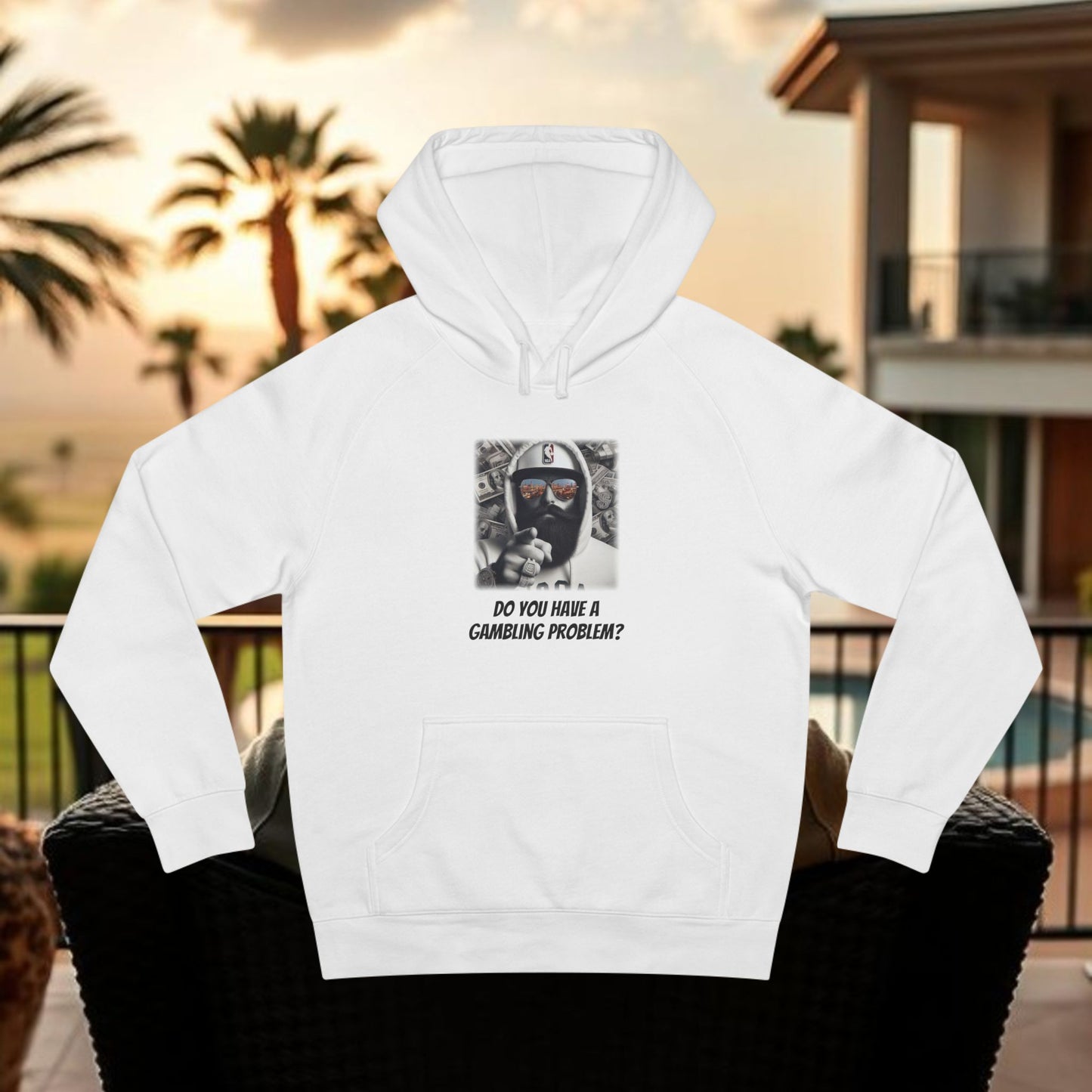 Wing Man "Gambling Problem" Hoodie, Casual Streetwear, Gift for Gamblers, Trendy Hooded Sweatshirt