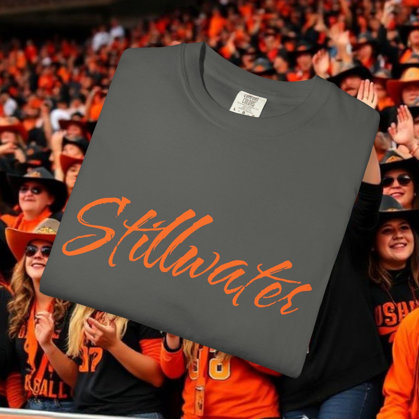Stillwater Script T‑Shirt — Casual City Pride Tee, Soft-Style Shirt, Perfect for Gameday