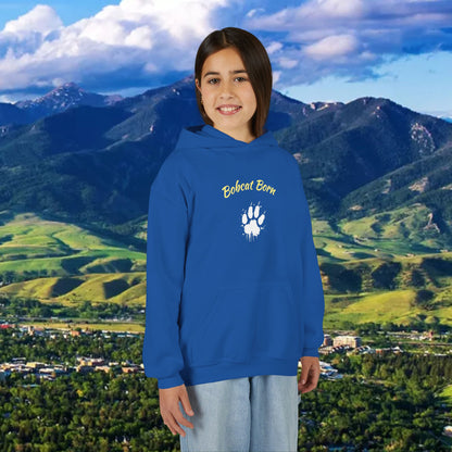 Bobcat Born Youth Hoodie, Cozy Sweatshirt for Kids, Great for School, Outdoor Adventures, Gifts, Sports Events
