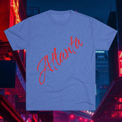 Atlanta Script Tee — Red Diagonal City Name T-Shirt, Tri-Blend Super Soft Style T-Shirt, Perfect for Gameday or a Night Out