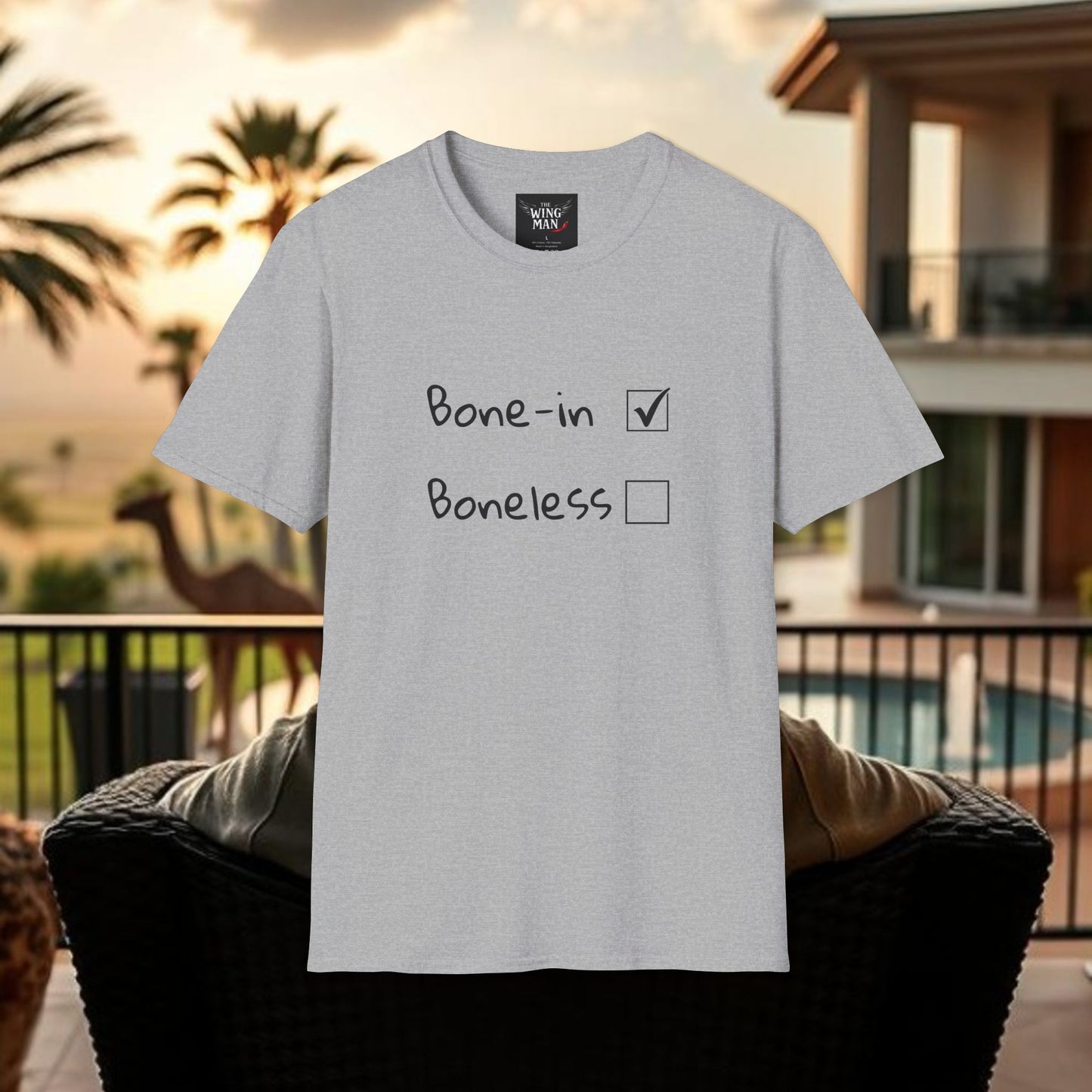 Humorous Foodie T-Shirt, Casual Wear for Food Lovers, Gift for Chefs, Bone-in vs Boneless Design, Fun Graphic Tee