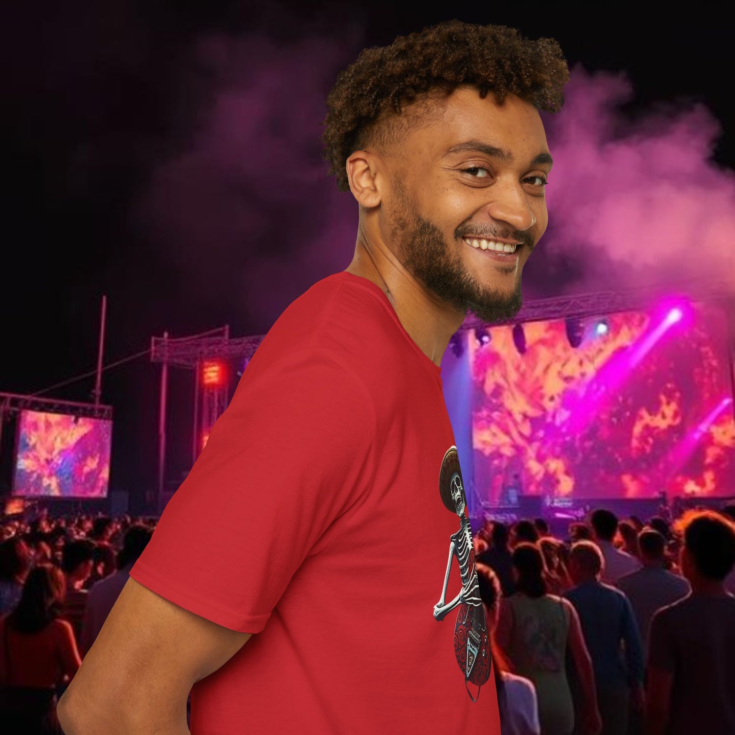 Skeleton Guitarist T-Shirt, Music Festival Shirt, Halloween Costume Tee, Vintage Rock Band Top, Unisex Graphic T-Shirt