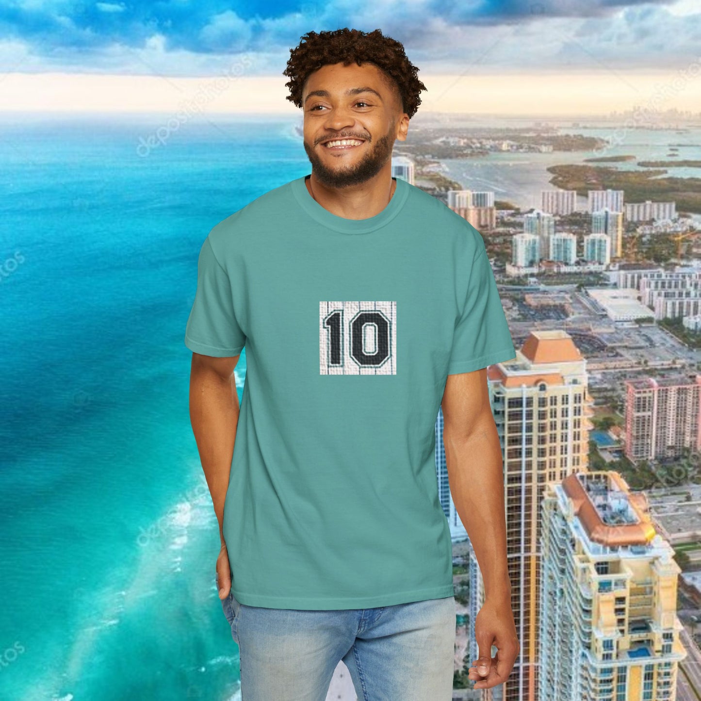 #10 T-Shirt, Retro Baseball Fans Unisex Garment-Dyed T-Shirt with Cool Number Design, Casual Wear, Summer Fashion, Relaxed Fit Tee