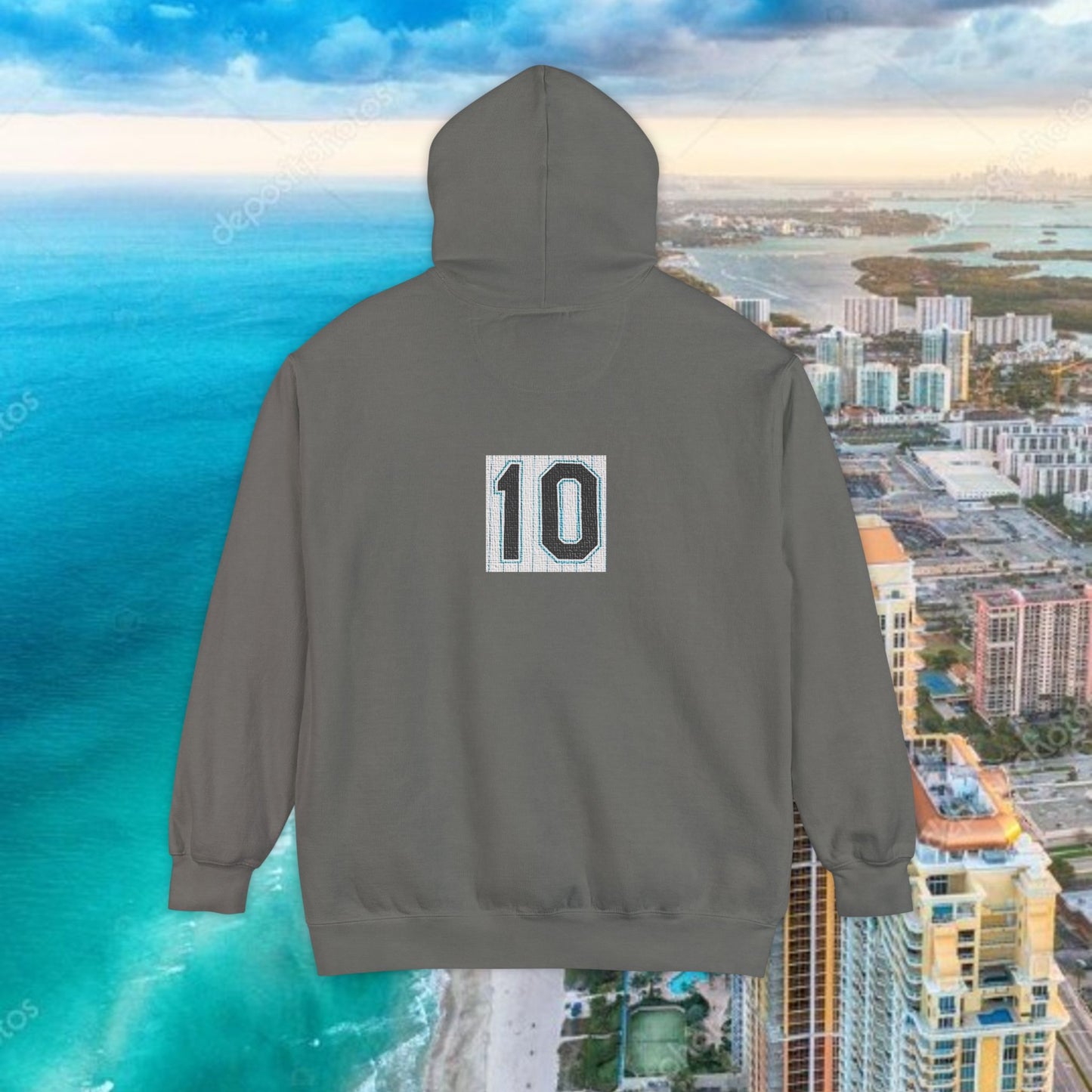 Teal Retro Garment-Dyed Hoodie with 10 Design, Stylish Hoodie, Casual Wear, Unique Gift, Trendy Apparel