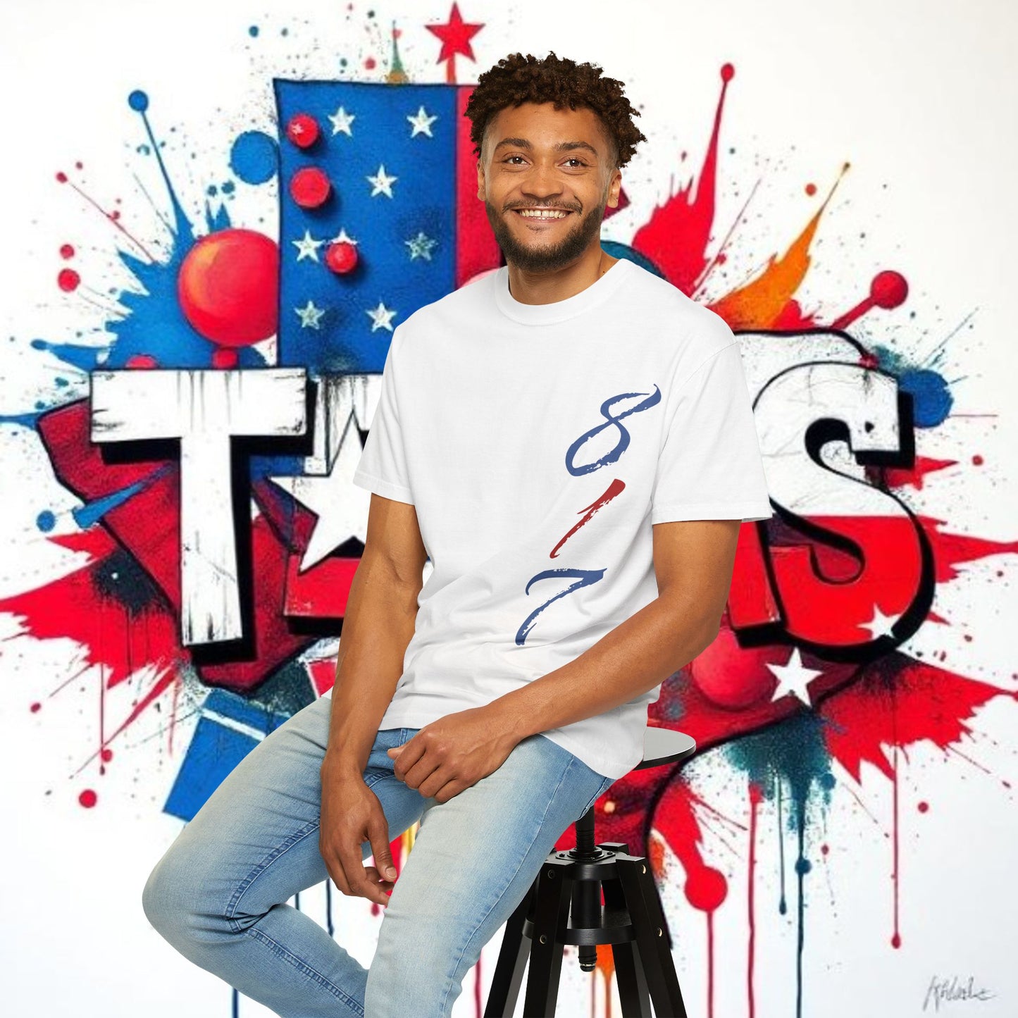 Texas 817 Graphic T-Shirt — Red, White & Blue State Pride Tee, Arlington Texas, Soft-Style T-Shirt, Perfect for Gameday