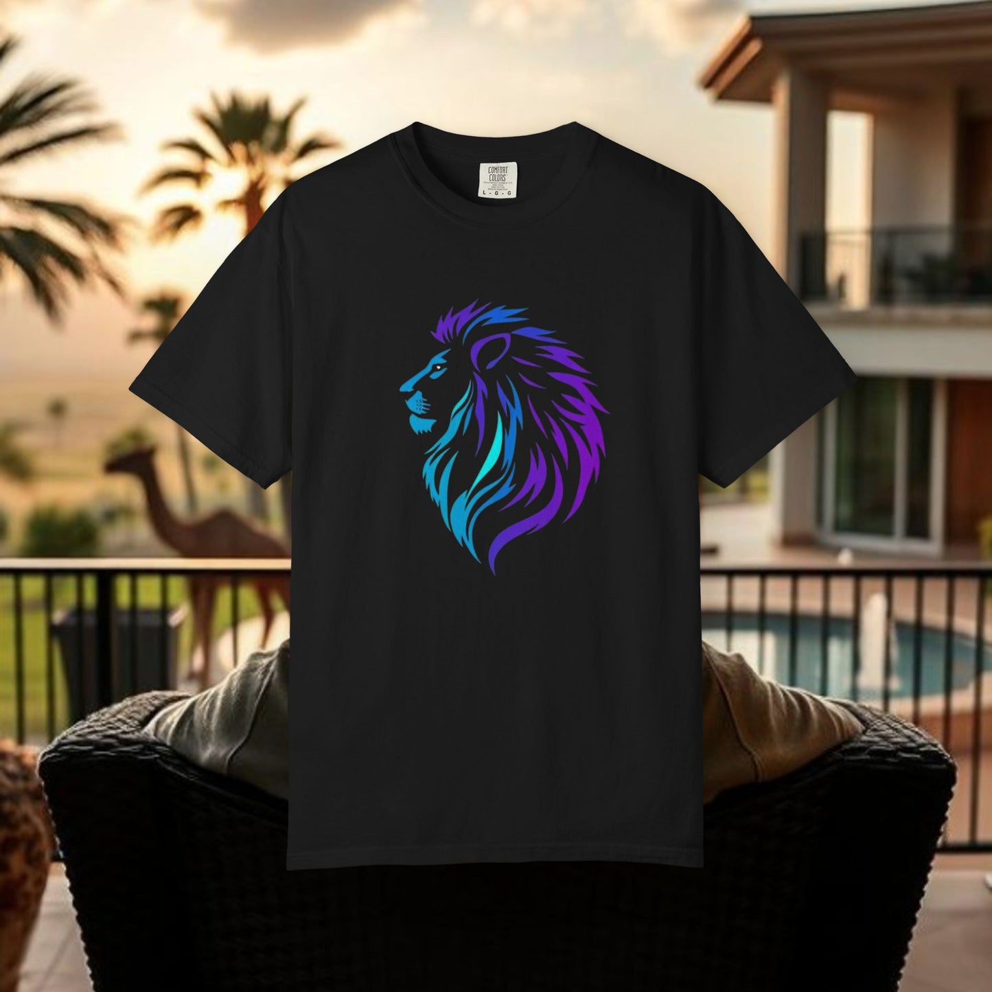 Majestic Lion T-Shirt, unique unisex garment-dyed t-shirt, perfect for casual outings or cozy relaxation at home